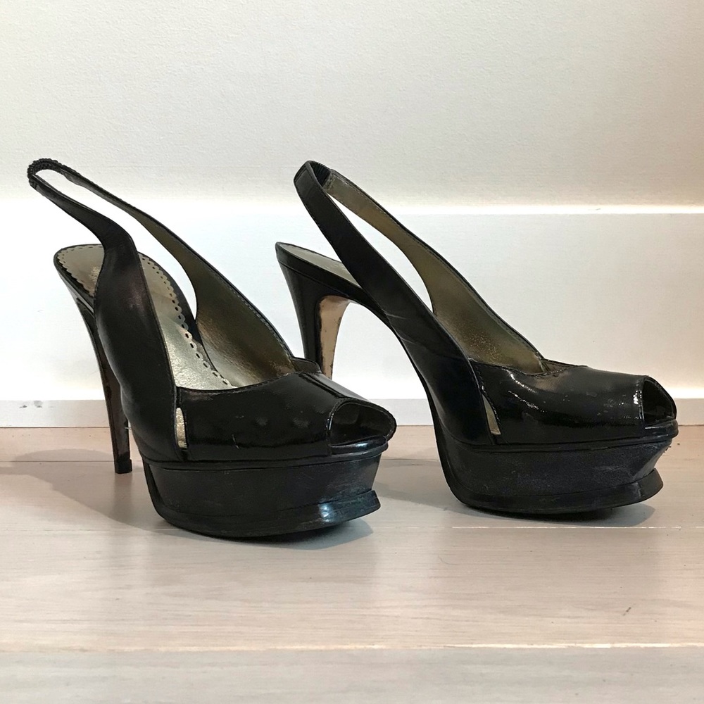 Sexy Flattering Black Bebe Platform Heels - 6B